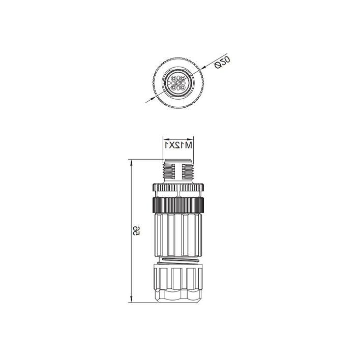 M12 4Pin、公头直型、螺钉连接、64F121